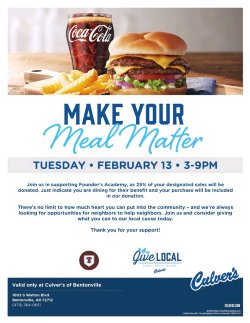 Spirit Night - 3:00-9:00 PM Culver's Bentonville